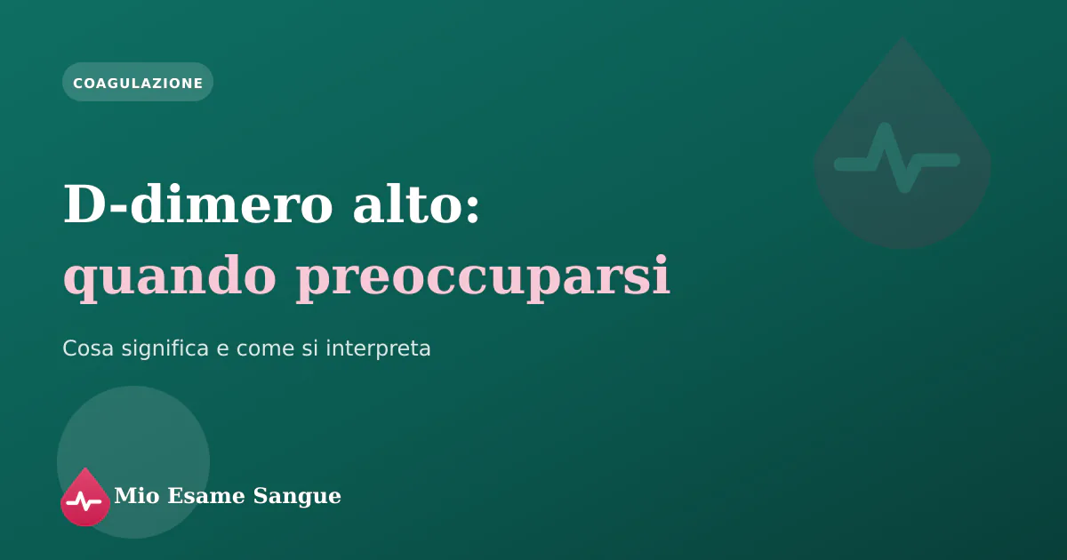 Provetta per il test del D-dimero accanto a un referto della coagulazione che mostra un valore elevato