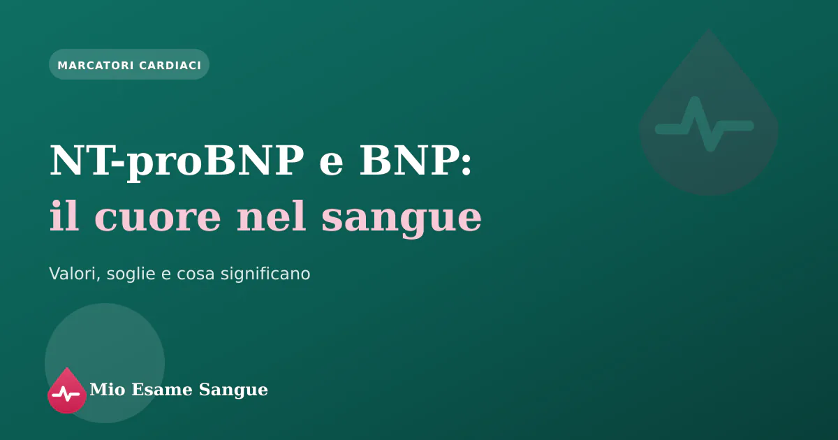 Provetta per il dosaggio di BNP e NT-proBNP con un tracciato del battito cardiaco sullo sfondo