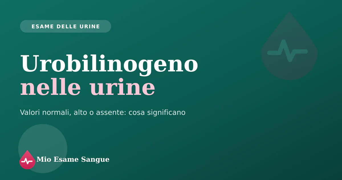 Provetta con campione di urine e referto che mostra il valore dell'urobilinogeno nelle urine
